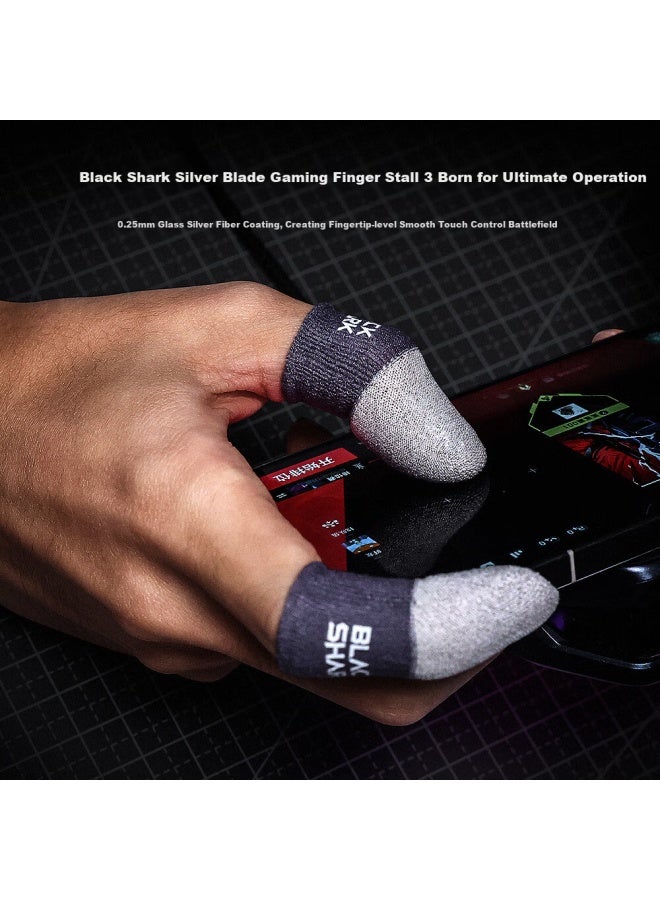 BLACK SHARK Heisha Silver Blade Gaming Finger Sleeves 3, Esports Bare Skin Touch 0.25mm Glass Silver Fiber, For Pubg, Peace Elite, Honor Of Kings, Touchscreen Gaming Sweat-proof Finger Sleeves, 2-pack - Image 1