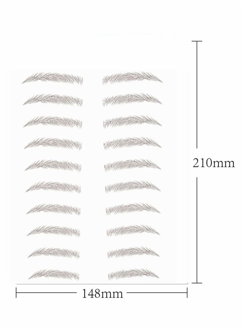 Y&D - Eyebrow Tattoo Stickers, Waterproof Transfers Stickers Peel Off 6D Sticker Nature False Eyebrows Hair-Like Long Lasting for Woman Makeup Tool (20 Pairs, Black) - Image 1