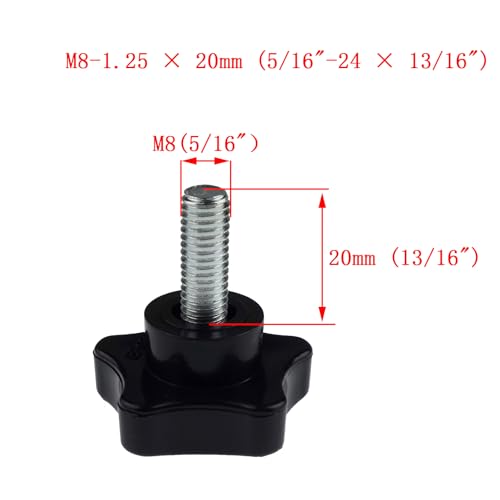 Kasteco 2 Pack M8 x 20mm (5/16" x 13/16") Thread Replacement Star Hand Knob Tightening Screw - Image 2
