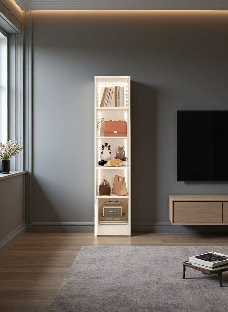 CityRiya-Long 5-Tier Display Cabinet,Bookcase,Handbag Storage Rack, Multi-Functional Open Shelf Storage Cabinet & Handbag Display Stand, Floor Standing Storage Shelves with Remote Control String Lights, for Living Room Bedroom Entryway Closet Home Office, White, 178cm(SGG035) - Image 5