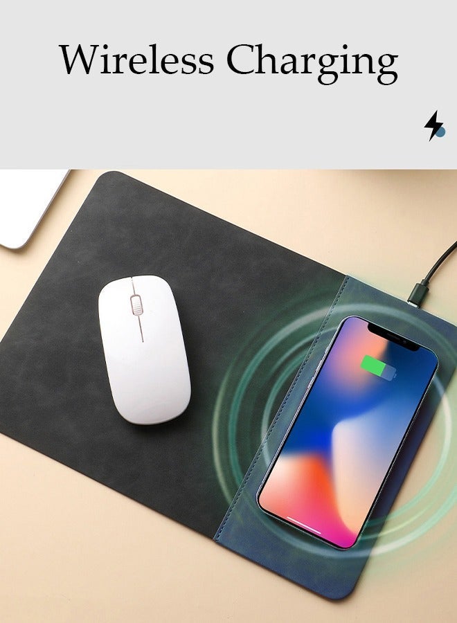 DUNISO Mouse Pad with 15W Wireless Charging Desk Mat Waterproof MousePad with Keyboard Pad Desk Organizer with Non-Slip Rubber Base for Home Office Decor - Image 2