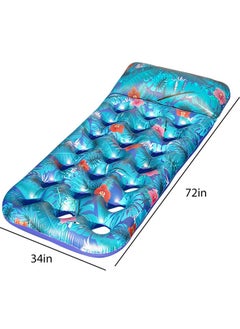 FindUWill Inflatable Pool Floats Raft, 2 Pack Pool Floats With Headrest For Adults, X-Large, Cooling Pool Floaties Contour Lounger (Monstera Green & Monstera Blue)  - Image 5