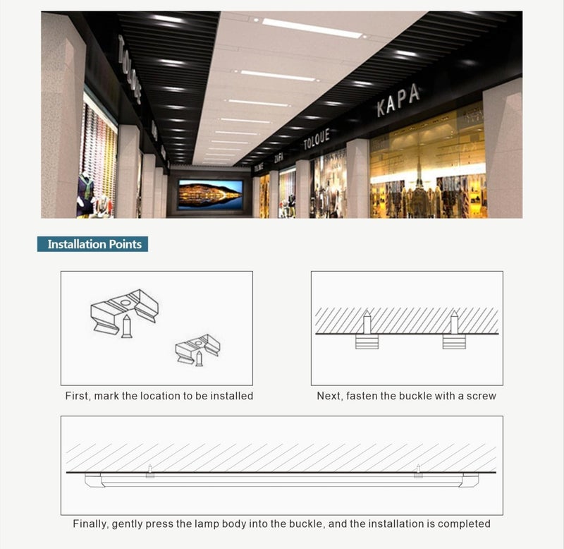 مصباح LED مقاوم للغبار 2FT/4FT، 4400Lm، CRI≥80، زاوية شعاع 120°، تركيبة سقف داخلية (عبوة من 2) - Image 3