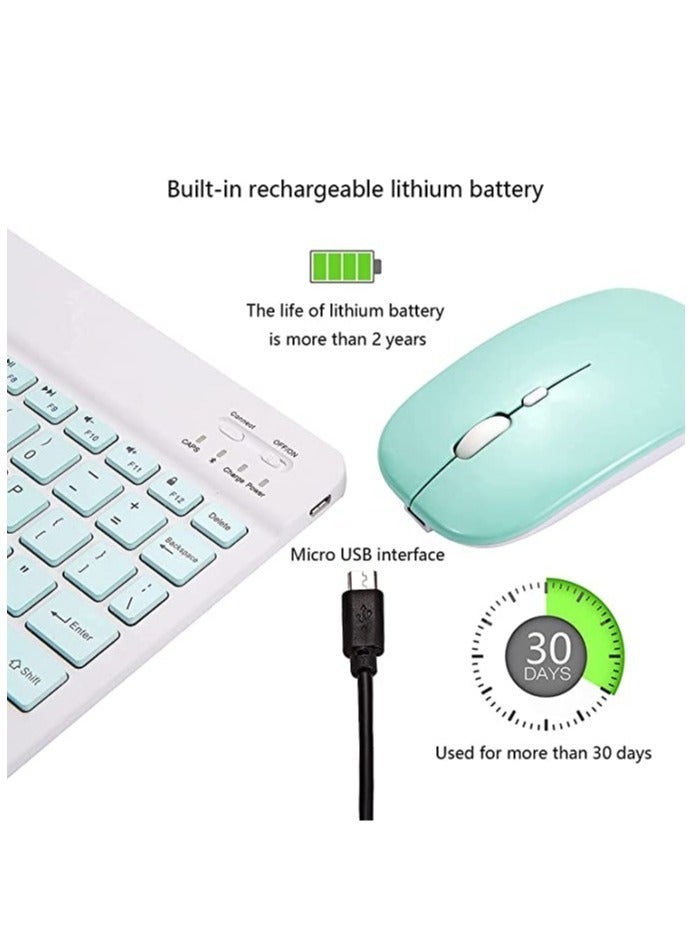 إلترازون Arabic and English Bluetooth Keyboard and Mouse Combo Ultra Slim Portable Compact Wireless Mouse Keyboard Set for IOS Android Windows Tablet Phone iPhone iPad Pro Air Mini (Green) - Image 5