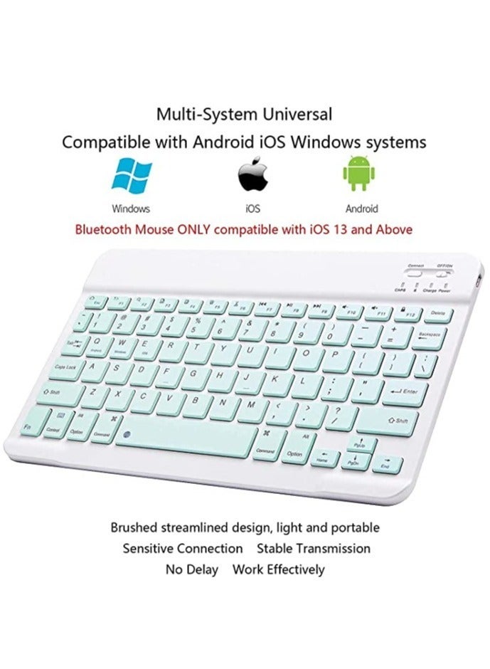 إلترازون Arabic and English Bluetooth Keyboard and Mouse Combo Ultra Slim Portable Compact Wireless Mouse Keyboard Set for IOS Android Windows Tablet Phone iPhone iPad Pro Air Mini (Green) - Image 3