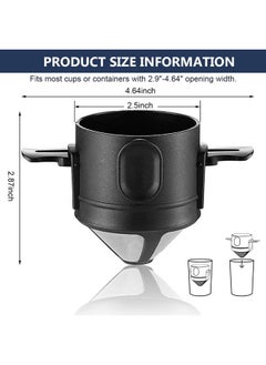 Verilux Verilux Filter Coffee Maker With Bottom Cup Double Mesh Pour Over Coffee Filter Food Grade Stainless Steel & Plastic Coffee Dripper 100% Paperless Foldable  - Image 2