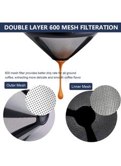 Verilux Verilux Filter Coffee Maker With Bottom Cup Double Mesh Pour Over Coffee Filter Food Grade Stainless Steel & Plastic Coffee Dripper 100% Paperless Foldable  - Image 5