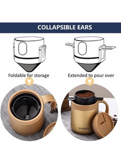 Verilux Verilux Filter Coffee Maker With Bottom Cup Double Mesh Pour Over Coffee Filter Food Grade Stainless Steel & Plastic Coffee Dripper 100% Paperless Foldable  - Image 4