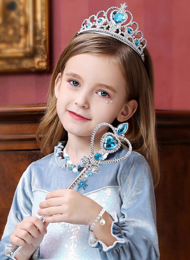 SOLARAE Girl Necklace jewllery Set Elsa Necklace and Bracelet for Girls for Children Party Pretend and Dress-Up for Frozen Gift Party Favors Dress up Jewelry Set for Little Girl Toddler - Image 2