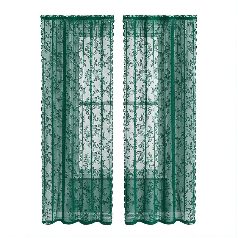 Heavy Duty Durable Lace Sheer Curtain 39x39 Inch Tear Resistant Long Lasting Window Drape - Image 1