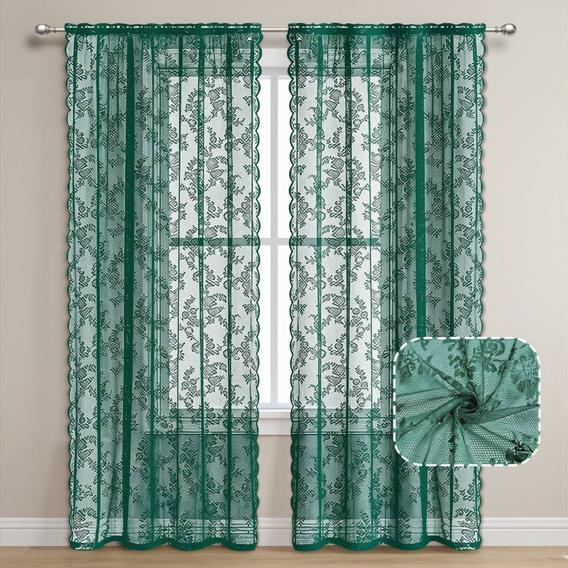 Heavy Duty Durable Lace Sheer Curtain 39x39 Inch Tear Resistant Long Lasting Window Drape - Image 3