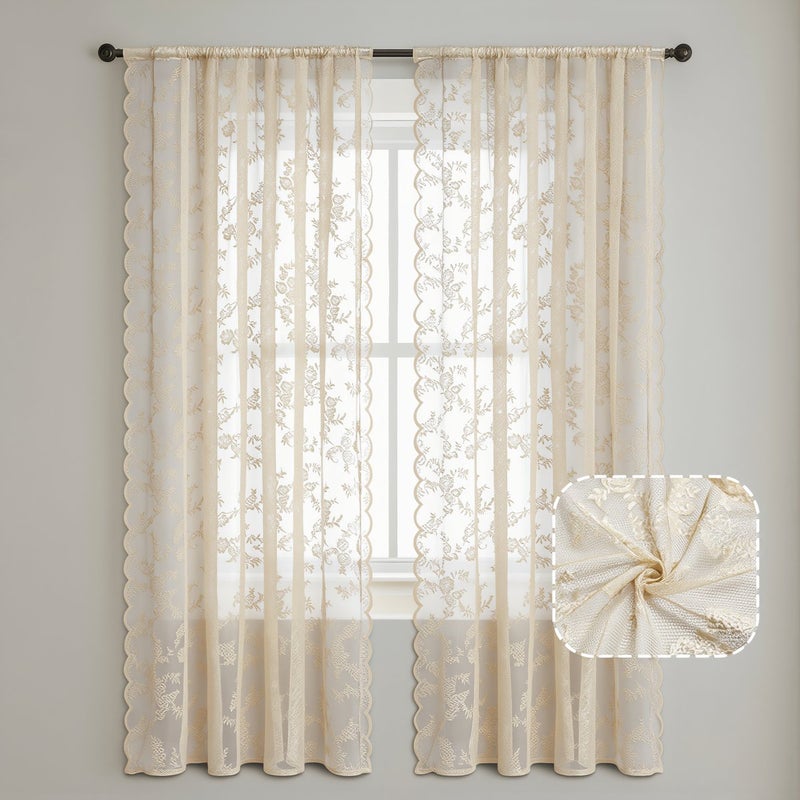 Heavy Duty Durable Lace Sheer Curtain 39x39 Inch Tear Resistant Long Lasting Window Drape - Image 4