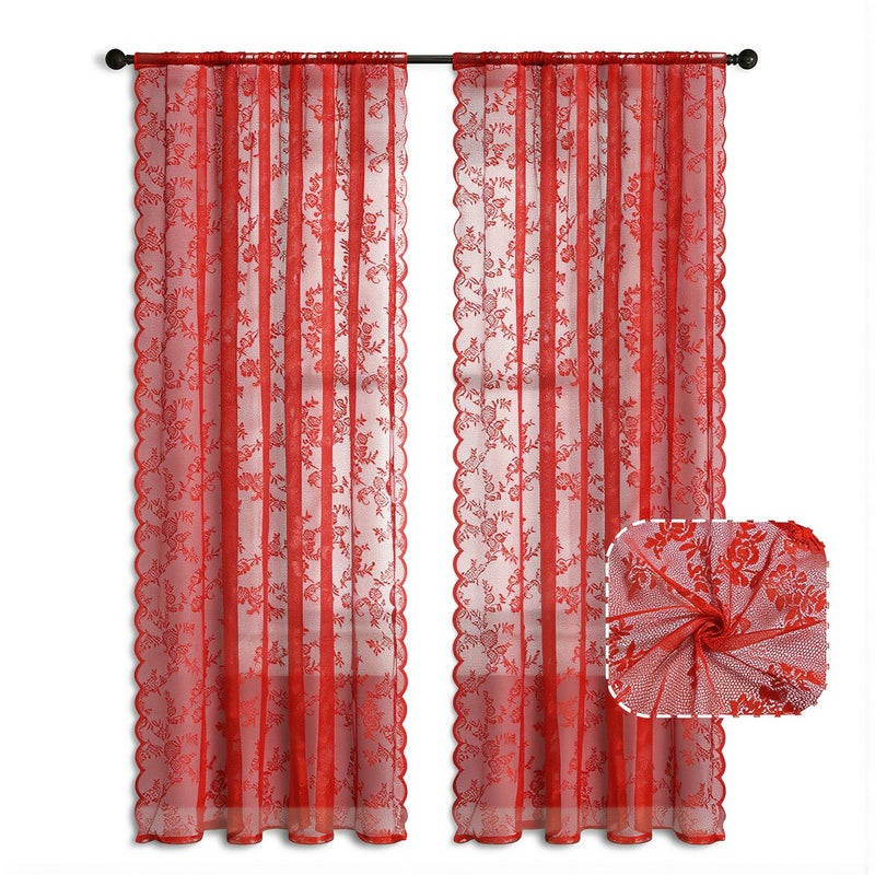 Heavy Duty Durable Lace Sheer Curtain 39x39 Inch Tear Resistant Long Lasting Window Drape - Image 5