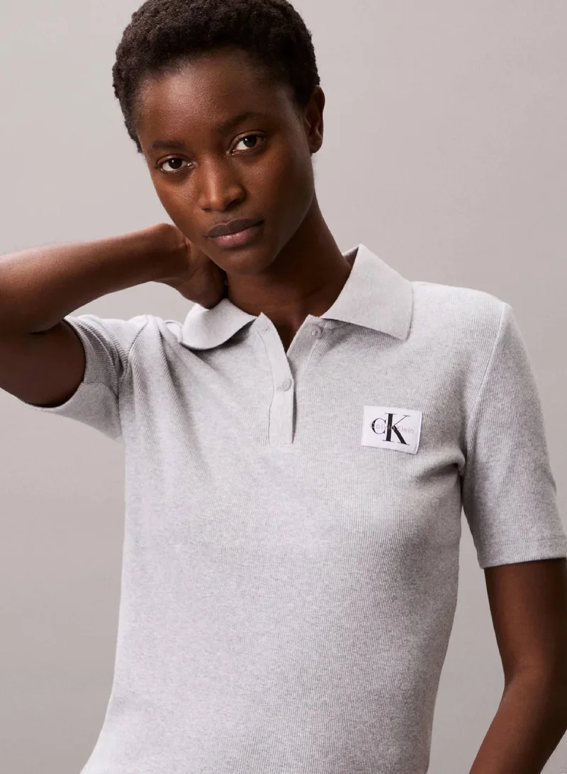 Calvin Klein Jeans BC06 Grey Heather Rib Polo Shirt for Women | Best Price UAE
