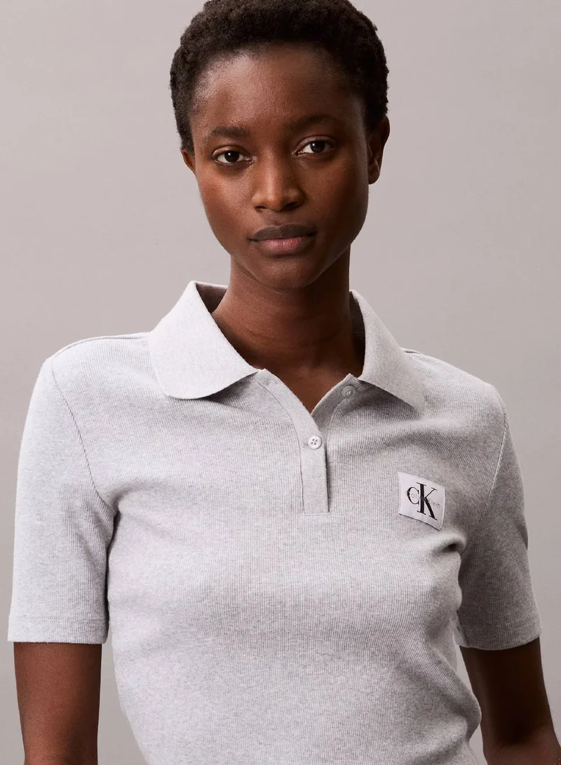 Calvin Klein Jeans BC06 Grey Heather Rib Polo Shirt for Women | Best Price UAE