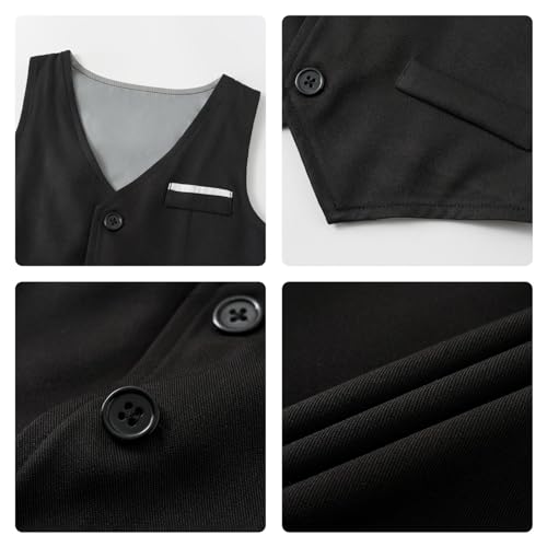 Volunboy Baby Boys Gentleman Wedding Suit Black Formal Outfit Toddler Ring Bearer Birthday Dress Shirt Bowtie Pants Set (Black, 18-24 Months) - Image 5