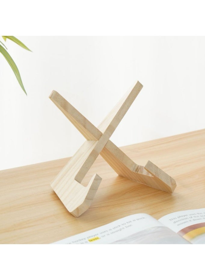 Wooden Recipe Rack, Kitchen Menu Display Rack, Desktop Reading Wooden Bookshelf Display Rack, IPad Wooden Stand, Home Decor Accents Display Stands, X-Shaped Natural Wood Color - Image 1