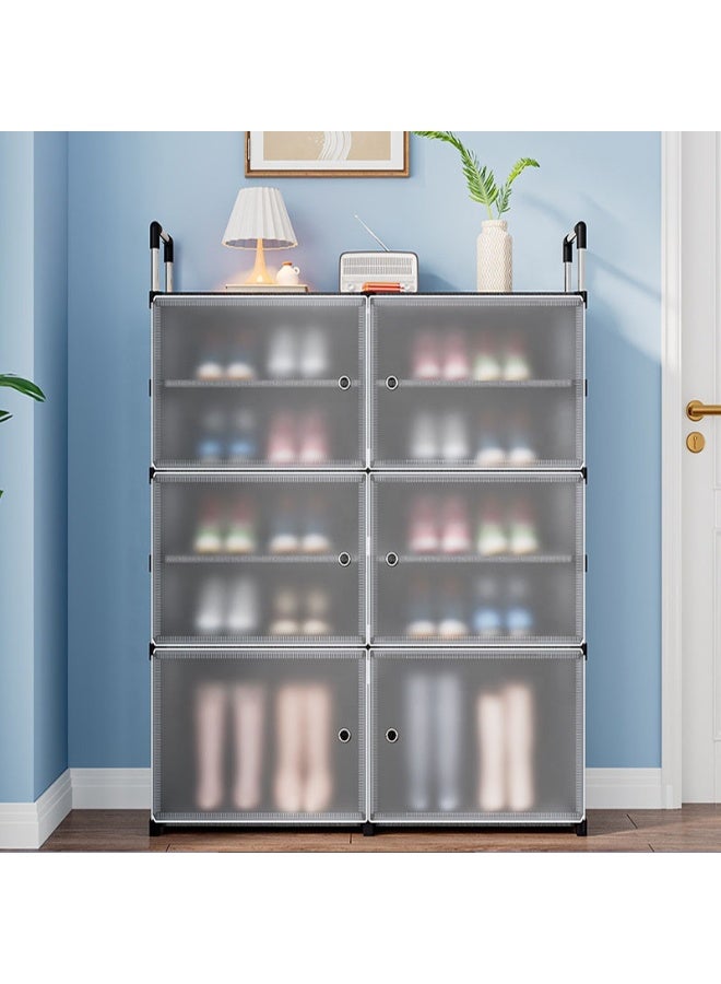 Generic Shoe Rack Organizer Wide Shoe Rack for Closet Entryway 10 Tier Non-Woven Cover Shoe Shelf Holds 20-22 Pairs Free Standing Shoe Storage Cabinet with Dustproof Cover, Magnetic Door, Steel Frame - Transparent  - Image 4