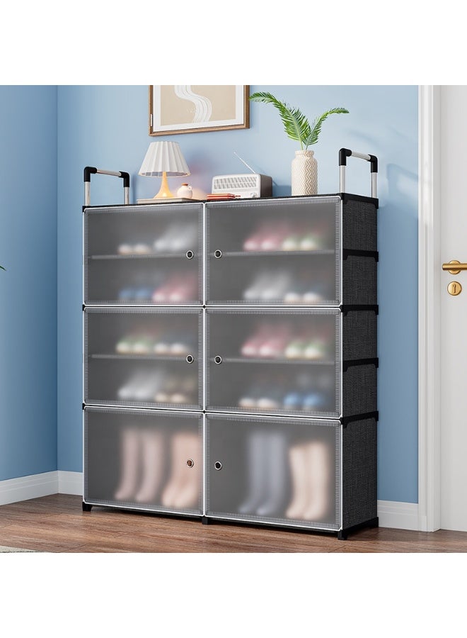 Generic Shoe Rack Organizer Wide Shoe Rack for Closet Entryway 10 Tier Non-Woven Cover Shoe Shelf Holds 20-22 Pairs Free Standing Shoe Storage Cabinet with Dustproof Cover, Magnetic Door, Steel Frame - Transparent  - Image 5