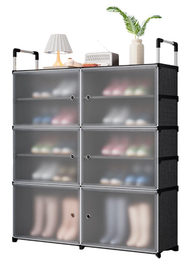 Generic Shoe Rack Organizer Wide Shoe Rack for Closet Entryway 10 Tier Non-Woven Cover Shoe Shelf Holds 20-22 Pairs Free Standing Shoe Storage Cabinet with Dustproof Cover, Magnetic Door, Steel Frame - Transparent  - Image 1