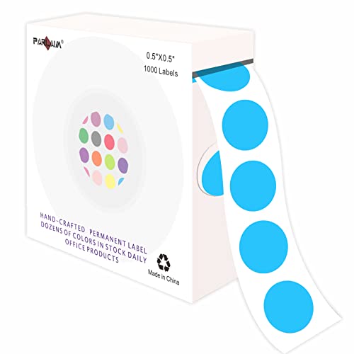 PARLAIM 0.5 Inch Round Color-Code Dot Stickers,Circle Colorful Coding Label Sticker for Home Office Classroom(Sky Blue) - Image 1