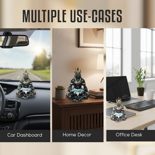 SRM's Divinely Divinely Mahayogi Shiva Idol for Car Dashboard 3.5 inch | Matte Black Adiyogi Statue for Car Dashboard with Trishul & Rudraksha | Compact Mahadev Murti & Lord Shiva Idols for Home and Meditation - Image 3