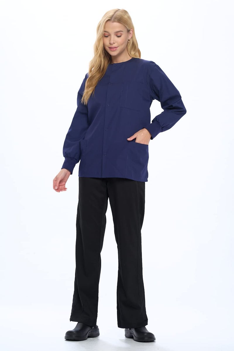 Natural Uniforms Warm Up Scrub Jacket-Navy Blue-Large - Image 4