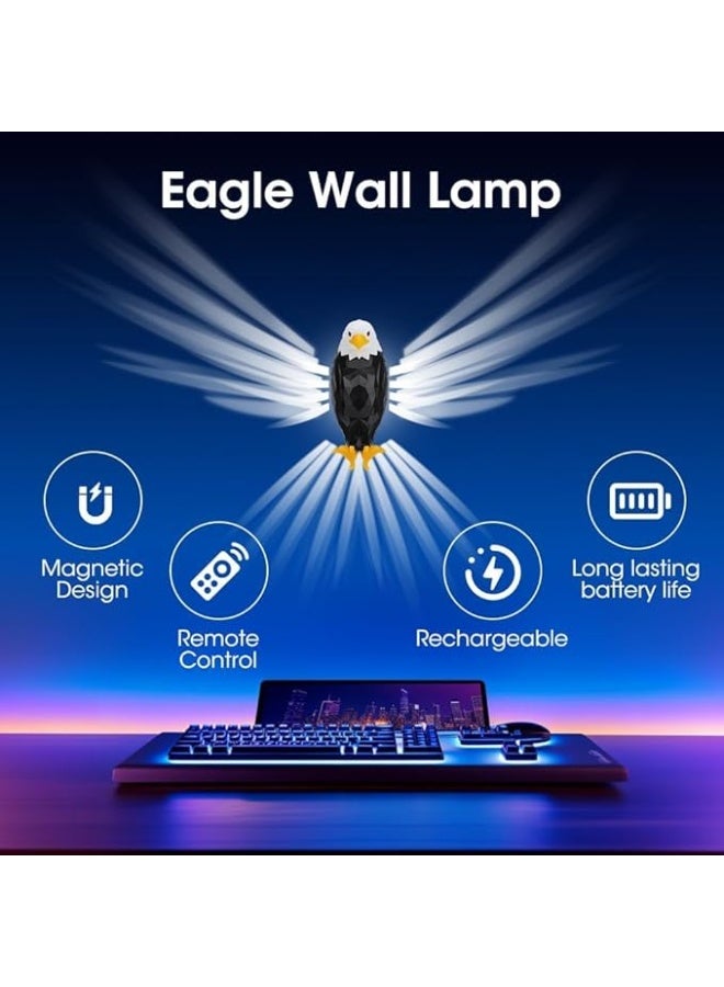 Eagle Light Decorative Light Kid Night Light Mood Light LED Wall Light Magnetic LED Wall Mounted Eagle Light with Remote Control, USB Charging, Battery Powered and Removable Rechargeable Eagle Light for Indoor, Office - Image 2