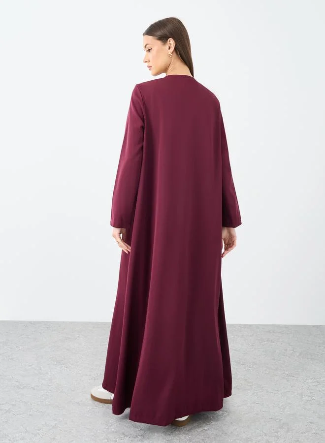 Amirah Amirah Front Open Abaya with Mock Flap Pockets