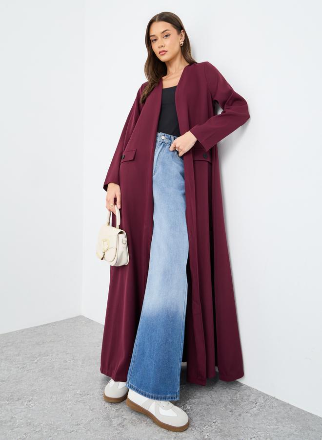 Amirah Front Open Abaya with Mock Flap Pockets - Image 1