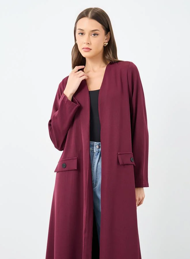 Amirah Amirah Front Open Abaya with Mock Flap Pockets
