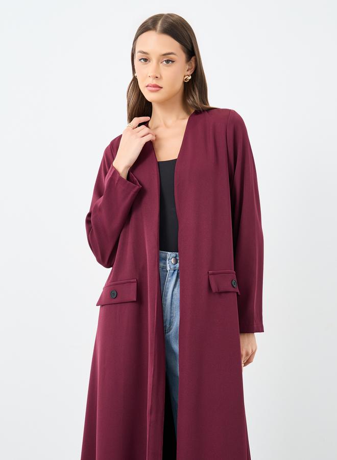 Amirah Front Open Abaya with Mock Flap Pockets - Image 3