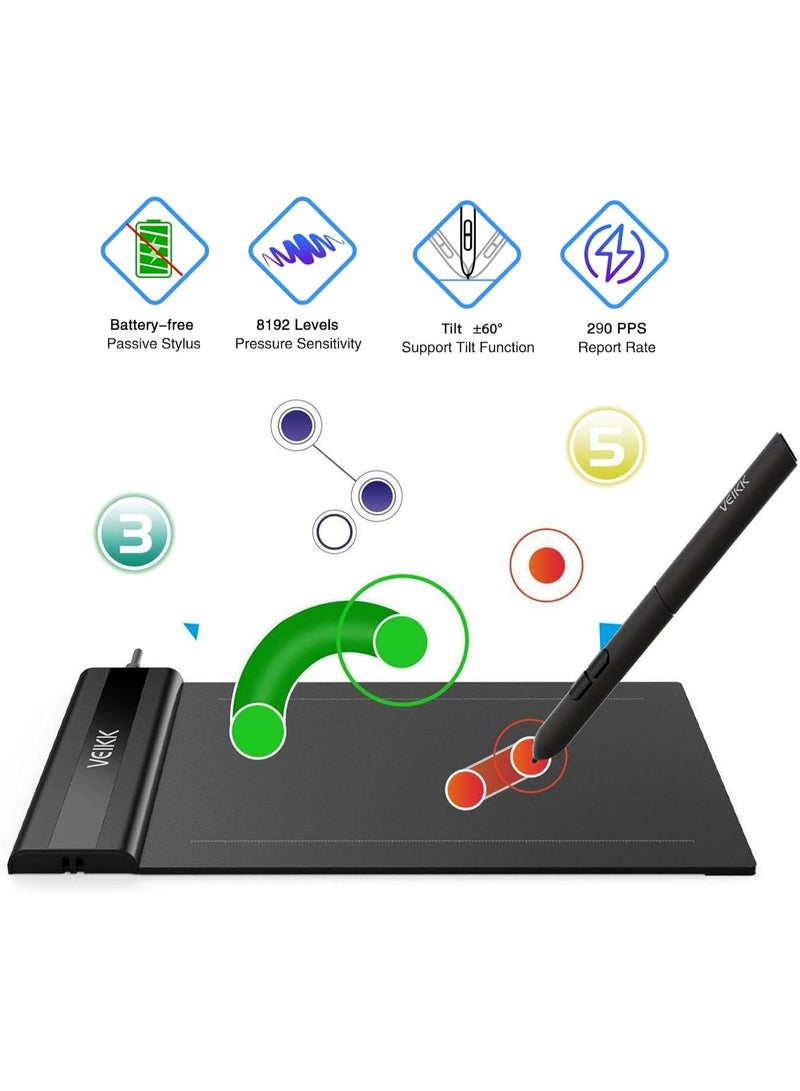 VEIKK OSU Tablet S640 Ultra-Thin 6x4 Inch Graphics Drawing Tablet with Battery-Free Pen 8192 Levels Pressure - Image 2