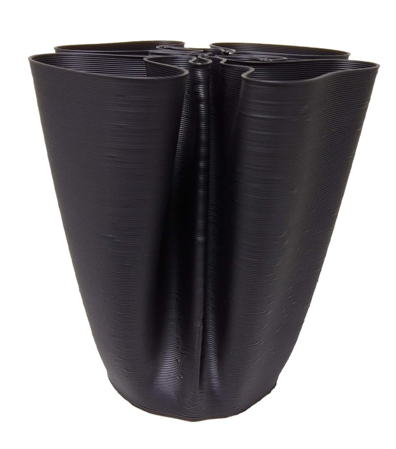 CERO 3D Printed Flower Vase 10 (Black PLA Plastic) - Image 1