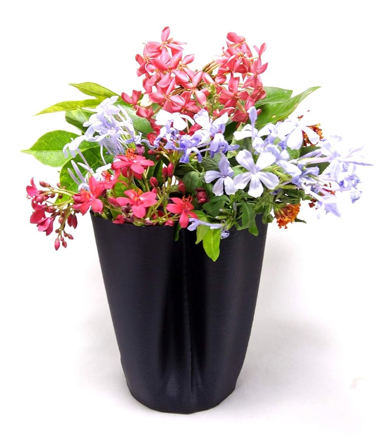 CERO 3D Printed Flower Vase 10 (Black PLA Plastic) - Image 2