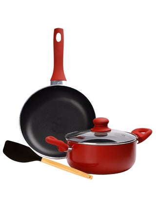 Non-Stick Red Cookware Set with Frypan and casserole - Heat-Resistant Handle, Non-Stick Coating, Aluminium Material, Lid and Laddle Included - pzsku/ZC53619C553B0825B92B7Z/45/1742627724/a996a227-b725-495c-9fbb-51b683ff0ba7