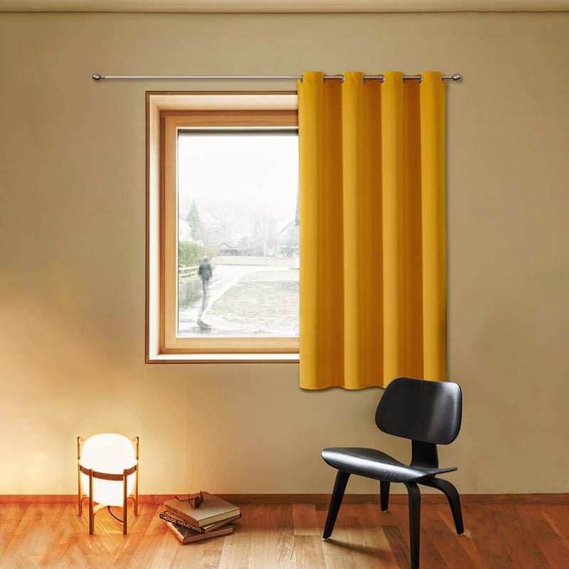 ChrisDowa Grommet Blackout Curtains for Bedroom - Thermal Insulated Room Darkening Curtains for Living Room (1 Panel Set  Mustard Yellow  52W x 54L) - Image 1