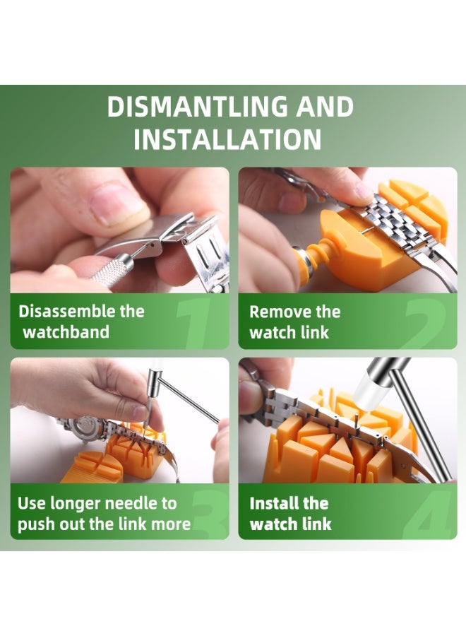 12 Pcs Watch Repair Tool Professional Repair Watch Disassembly And Adjustment Device Steel Band Watch Replacement Watch Chain Remover Link Pin Metal Adjustor Watch chain Repairing Tool - Image 3
