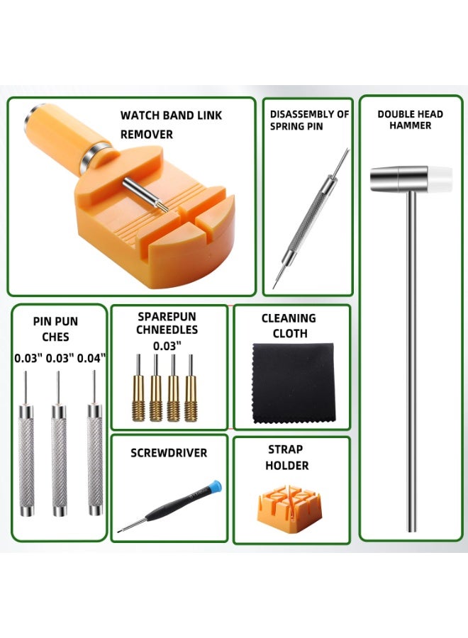 12 Pcs Watch Repair Tool Professional Repair Watch Disassembly And Adjustment Device Steel Band Watch Replacement Watch Chain Remover Link Pin Metal Adjustor Watch chain Repairing Tool - Image 2