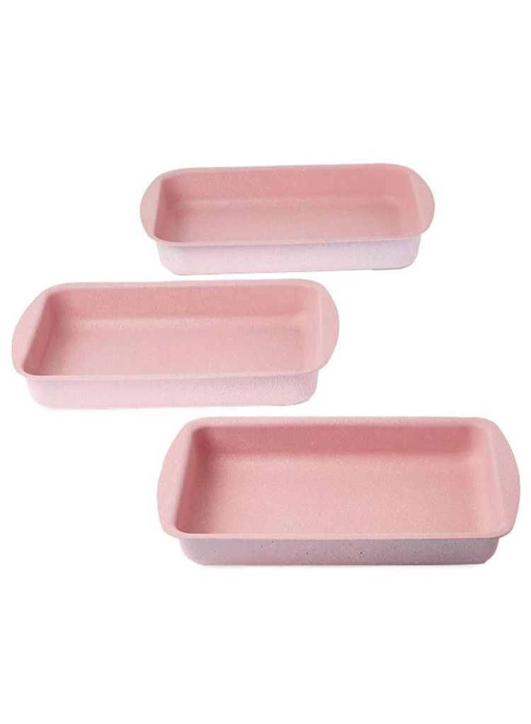 DubaiGallery 3-Pieces Granite Square Pan Set Pink - Image 1
