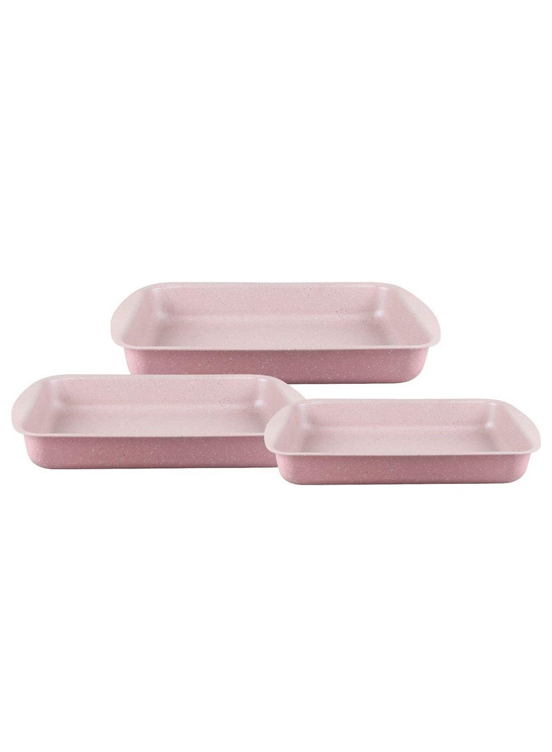 DubaiGallery 3-Pieces Granite Square Pan Set Pink - Image 2
