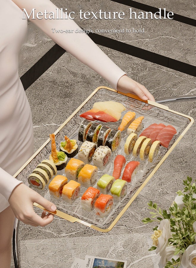 DUNISO 2 Pcs Serving Tray，Fruit Tray with Metallic Texture Handles，Home Decorative Coffee Table Tray，Sturdy and Durable，for Bedroom, Bedside Table, Dresser,Living Room, Dining Room - Image 5