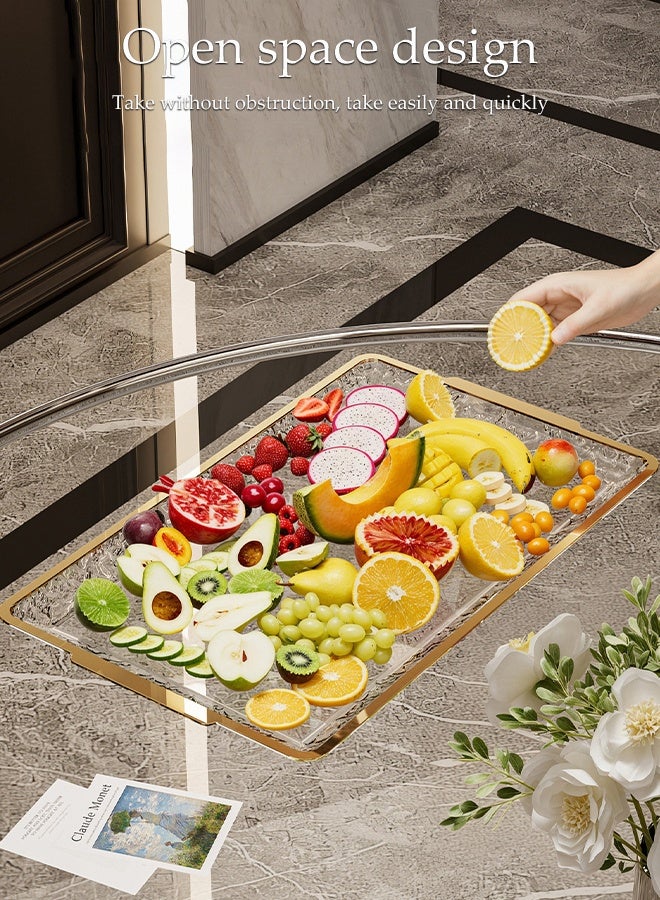 DUNISO 2 Pcs Serving Tray，Fruit Tray with Metallic Texture Handles，Home Decorative Coffee Table Tray，Sturdy and Durable，for Bedroom, Bedside Table, Dresser,Living Room, Dining Room - Image 3