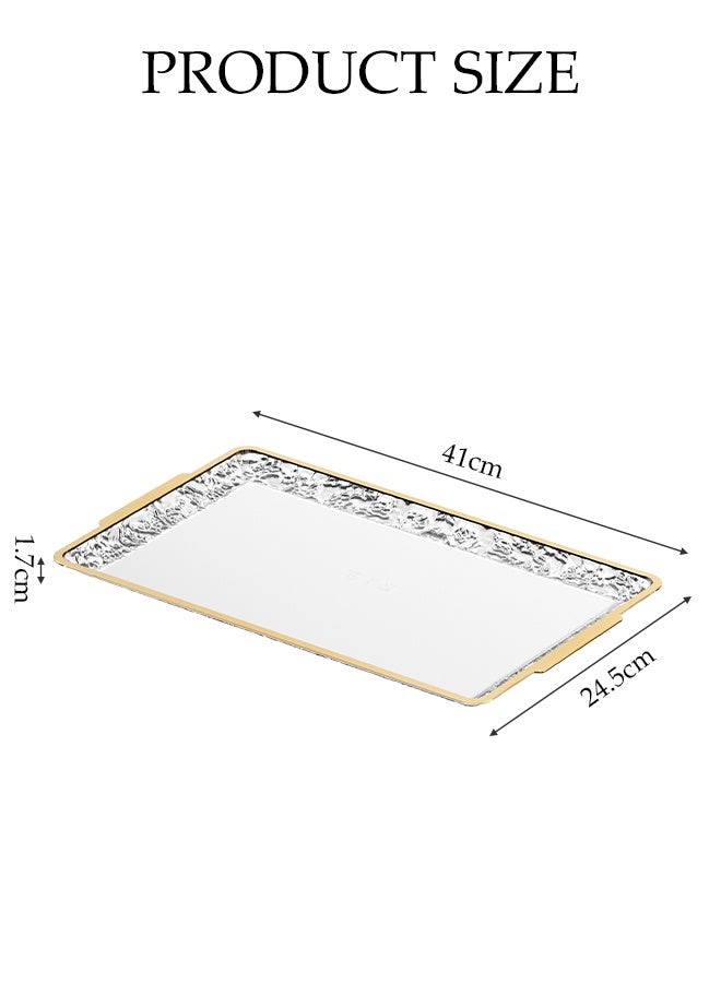 DUNISO 2 Pcs Serving Tray，Fruit Tray with Metallic Texture Handles，Home Decorative Coffee Table Tray，Sturdy and Durable，for Bedroom, Bedside Table, Dresser,Living Room, Dining Room - Image 2
