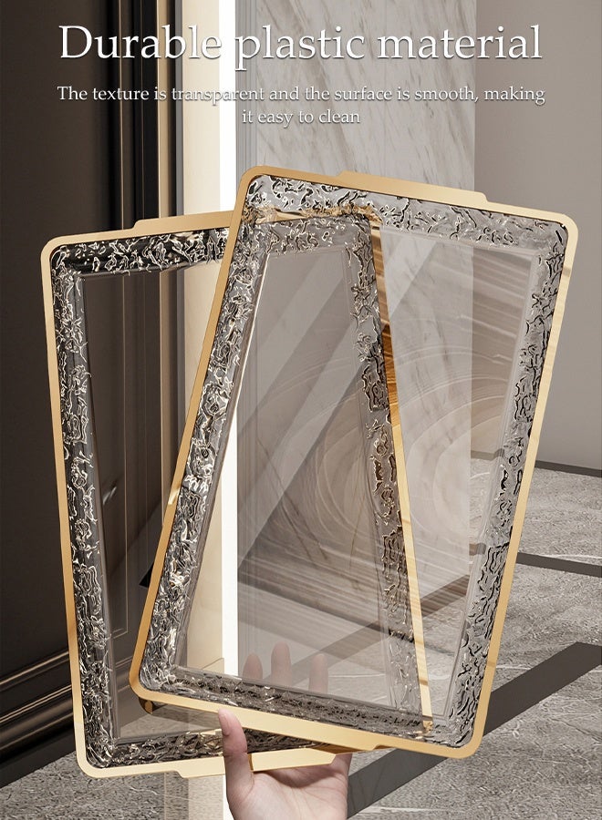 DUNISO 2 Pcs Serving Tray，Fruit Tray with Metallic Texture Handles，Home Decorative Coffee Table Tray，Sturdy and Durable，for Bedroom, Bedside Table, Dresser,Living Room, Dining Room - Image 4