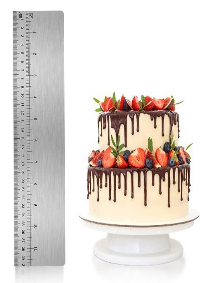 Restynic 12-Inch Stainless Steel Cake Smoother with Built-in Scale, Perfect for Icing & Cake Decorating, Edge Leveling for Home Bakers and Professionals - Image 1