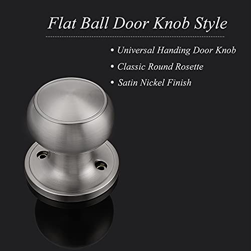 Probrico Dummy Door Knob Brushed Nickel Finish Interior Door Knobs 6 Pack Colonial Ball Inactive Door Knob Hardware One Side Door Knob for Closet - Image 3