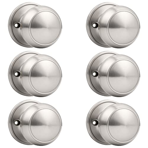 Probrico Dummy Door Knob Brushed Nickel Finish Interior Door Knobs 6 Pack Colonial Ball Inactive Door Knob Hardware One Side Door Knob for Closet - Image 1