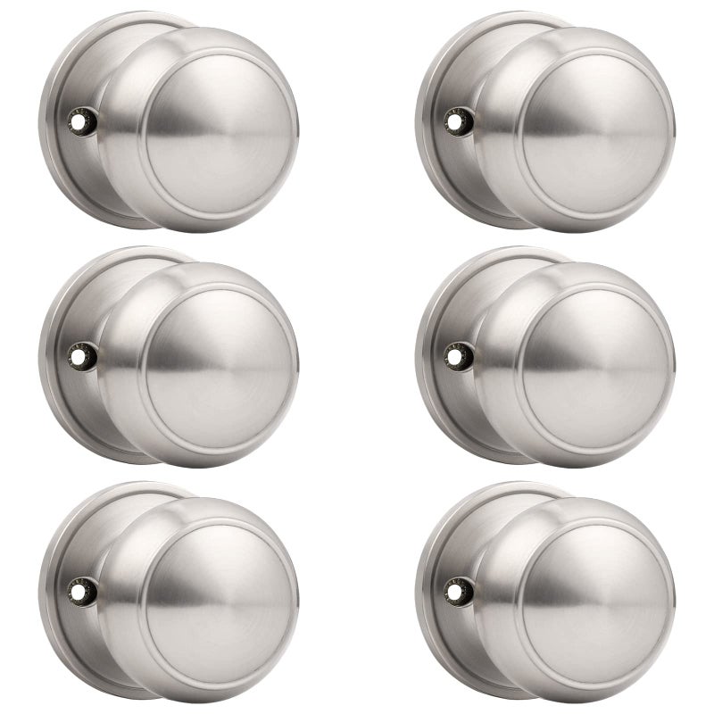 Probrico Dummy Door Knob Brushed Nickel Finish Interior Door Knobs 6 Pack Colonial Ball Inactive Door Knob Hardware One Side Door Knob for Closet - Image 2