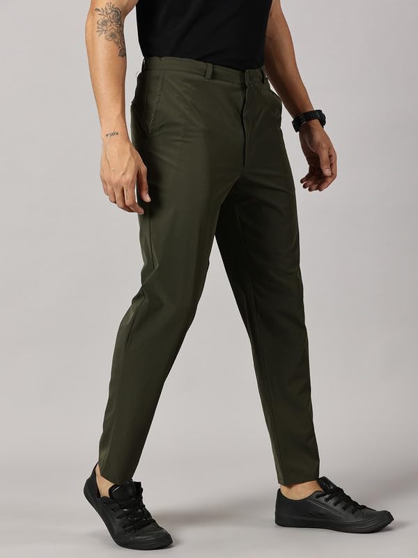 BLUE TYGA Office Joggers Lite for Men, Comfortable Trousers with Stretchablity Olive - Image 4
